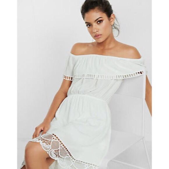 ✨Off The Shoulder Ladder And Lace Trim Dress✨ - Picture 1 of 3
